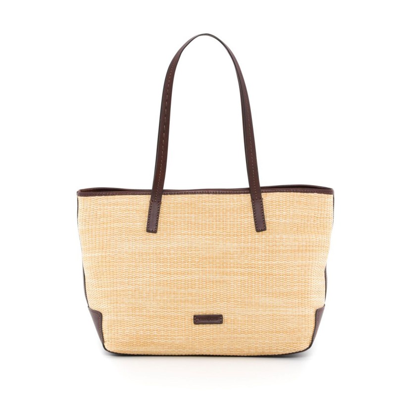 Straw hot sale leather bag